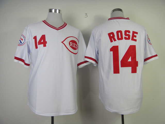 Men MLB Cincinnati Reds #14 Rose white throwback 1976 jerseys